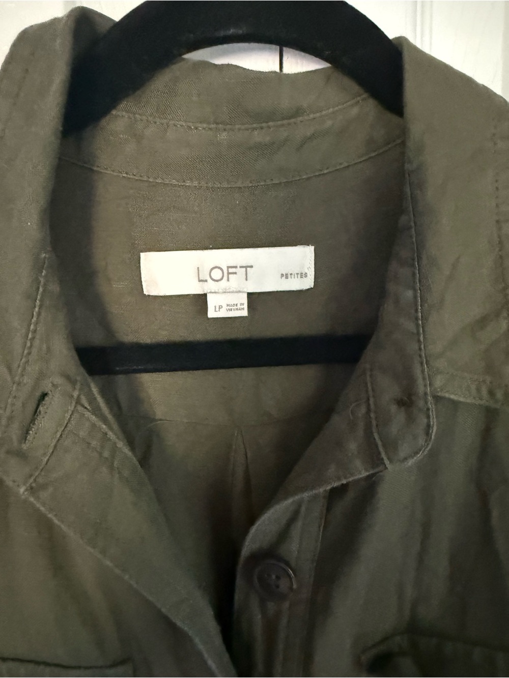 LOFT Olive Linen Utility Jumpsuit - Picture 3 of 6